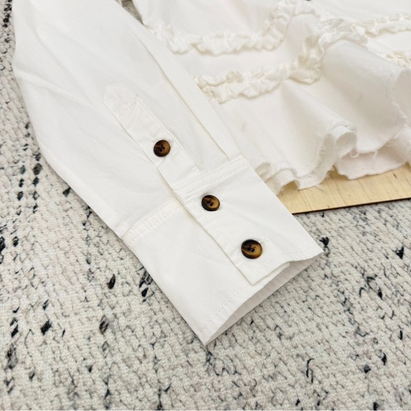 Ganni White Ruffled Button-Down Shirt - Picture 5 of 8